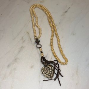 Love Heals Cream Beaded Heart Necklace